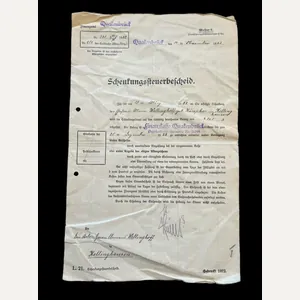 1922 DATED GERMAN TAX ASSESSMENT DOCUMENT