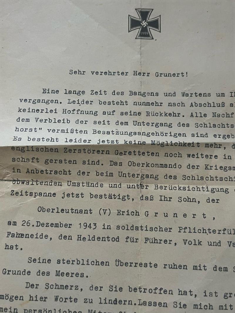 WW2 GERMAN DOCUMENT (SIGNED BY REAR ADMIRAL) — image 2