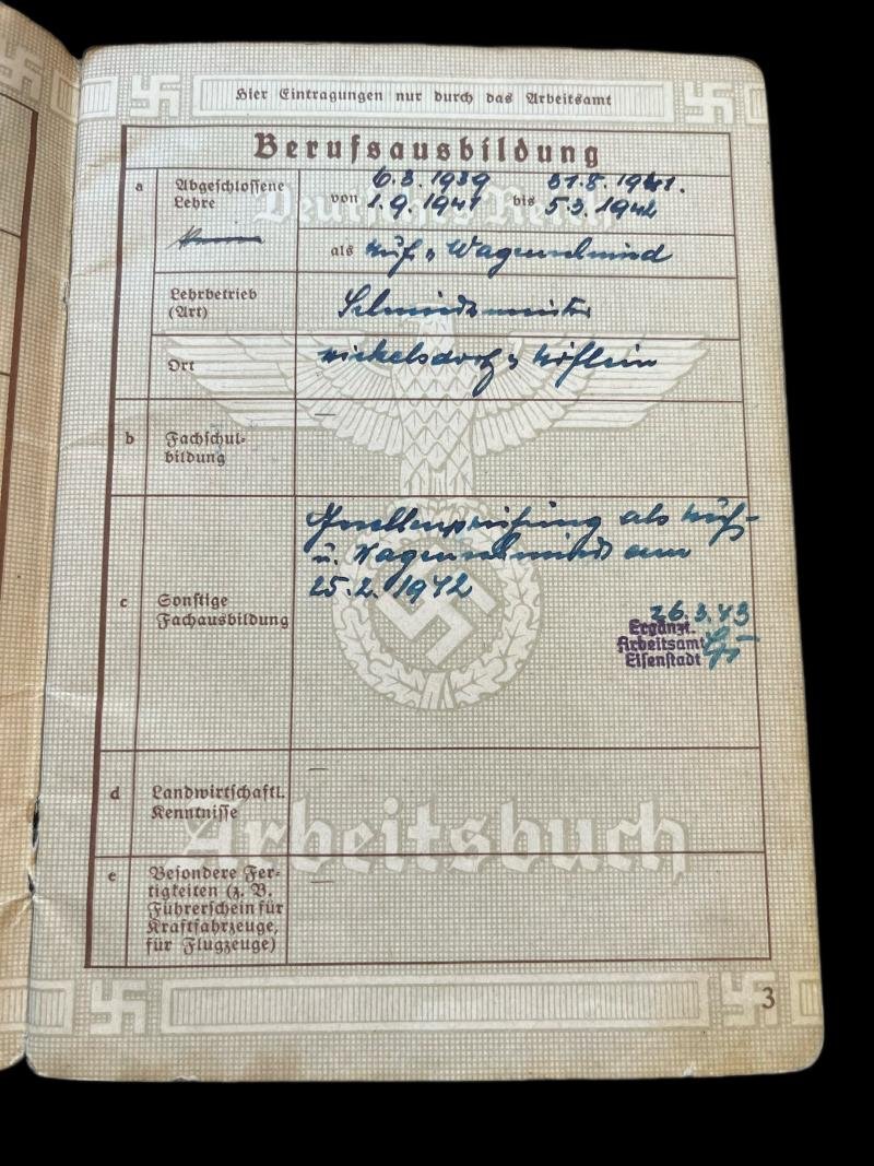 GERMAN DEUTSCHES REICH ARBEITSBUCH — image 3