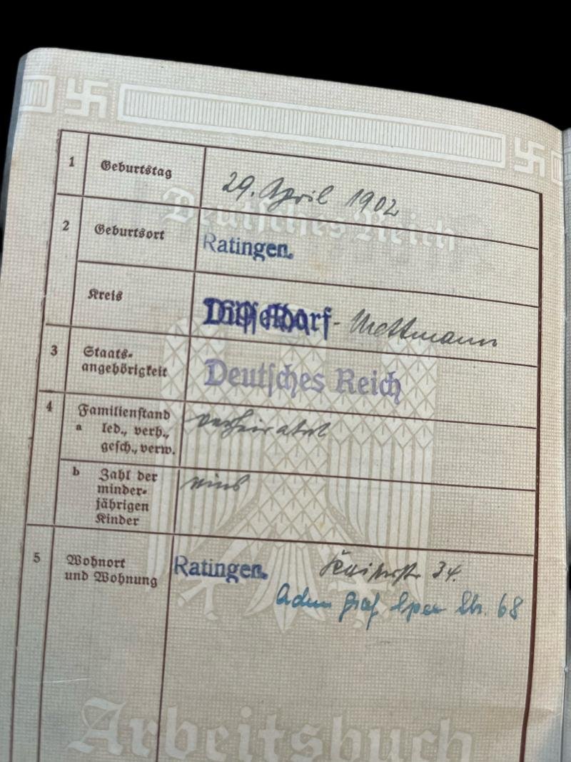 GERMAN DEUTSCHES REICH ARBEITSBUCH — image 3