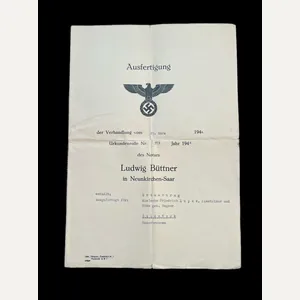 WW2 GERMAN INHERITANCE AGREEMENT DOCUMENT