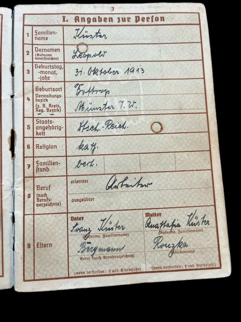 (Was £7.50) 1936 DATED DEUTSCHES REICH ARBEITSBUCH — image 3