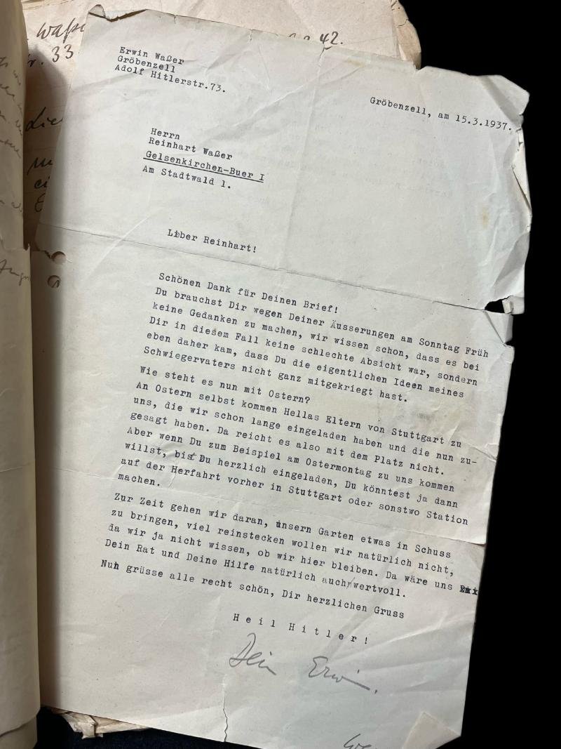 (Was £195) WW2 FAMILY LETTERS/ DOCUMENTS REINHART WASSER/ERWIN WASSER AND OTHER FAMILY MEMBERS — image 3