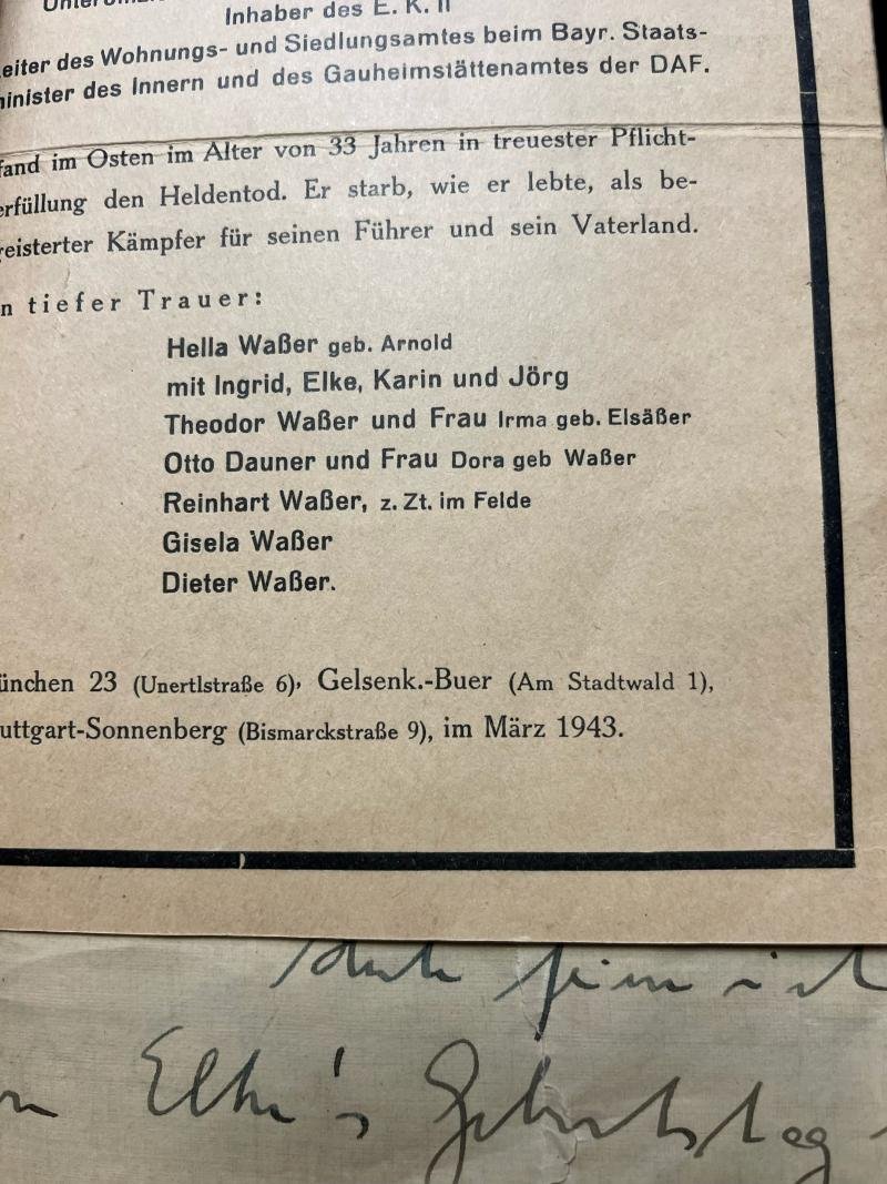 (Was £195) WW2 FAMILY LETTERS/ DOCUMENTS REINHART WASSER/ERWIN WASSER AND OTHER FAMILY MEMBERS — image 7