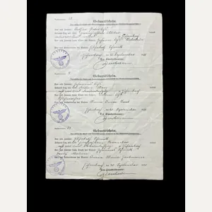 WW2 GERMAN BIRTH CERTIFICATE DOCUMENT