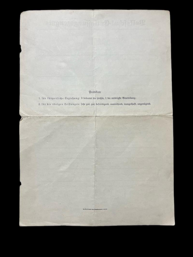 (Was £10) WW2 GERMAN SCHOOL LEAVING CERTIFICATE — image 3