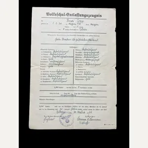 (Was £10) WW2 GERMAN SCHOOL LEAVING CERTIFICATE