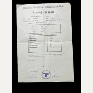 (Was £10) WW2 GERMAN SCHOOL REPORT