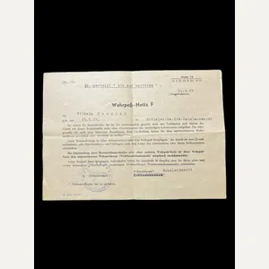 (Was £10) WW2 GERMAN MILITARY SERVICE RECORD NOTE