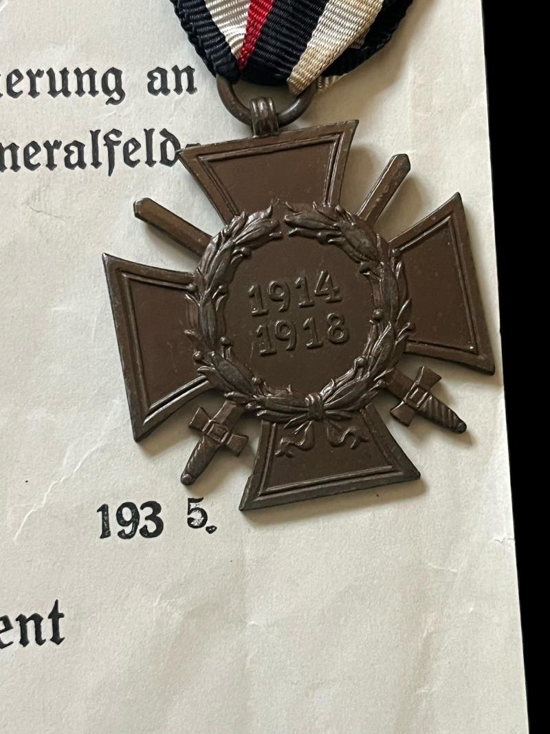(Was £85) WW1 1914/1918 HONOUR CROSS WITH CERTIFICATE — image 3