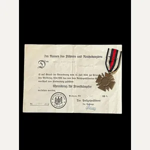 (Was £85) WW1 1914/1918 HONOUR CROSS WITH CERTIFICATE
