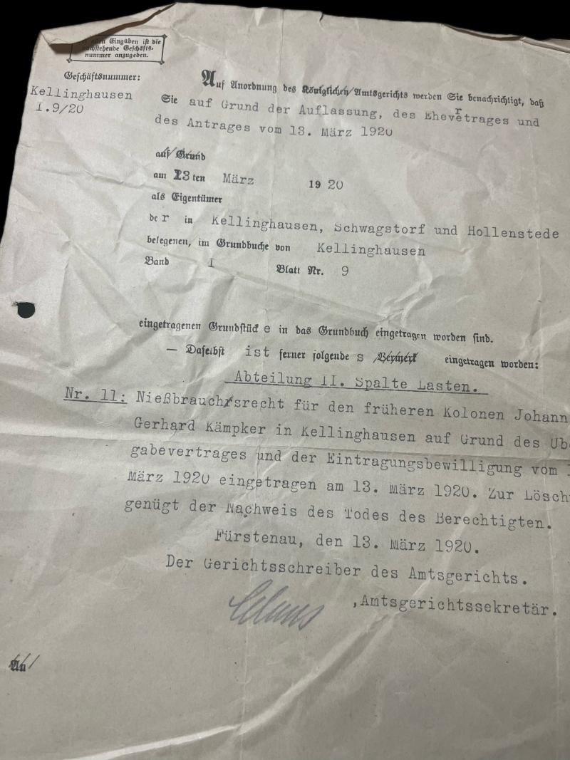 1920 DATED GERMAN DISTRICT COURT DOCUMENT — image 2