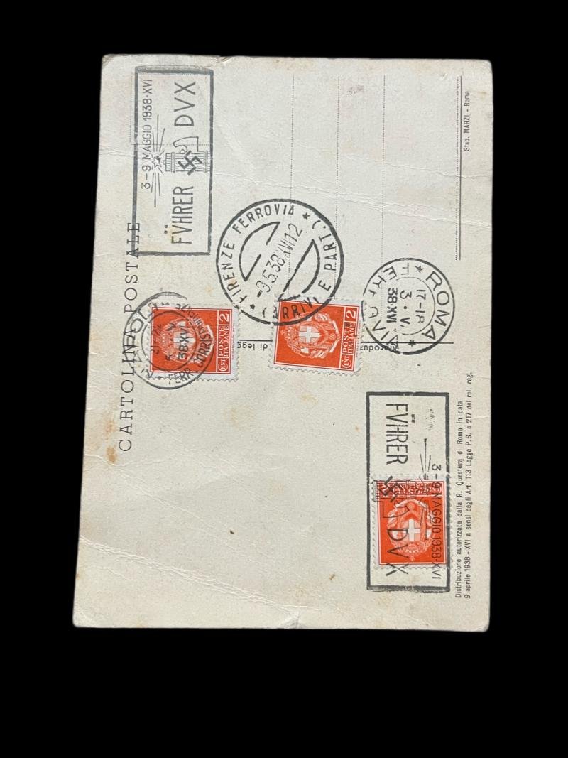 WW2 GERMAN HITLER & MUSSOLINI POSTCARD — image 2