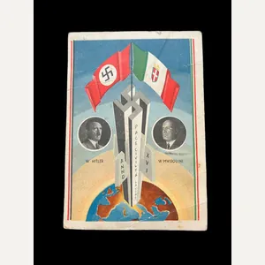WW2 GERMAN HITLER & MUSSOLINI POSTCARD