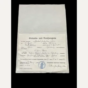 WW2 GERMAN BIRTH & BAPTISM CERTIFICATE
