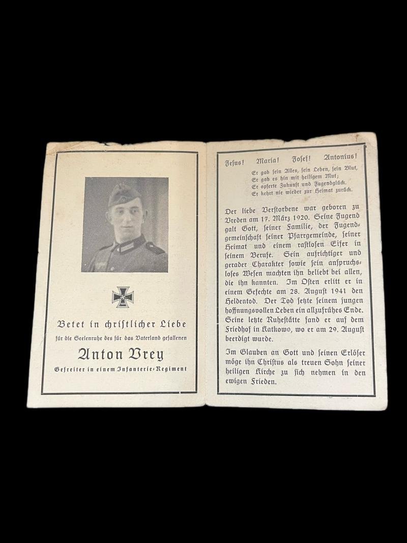 WW2 GERMAN DEATH CARD — image 2