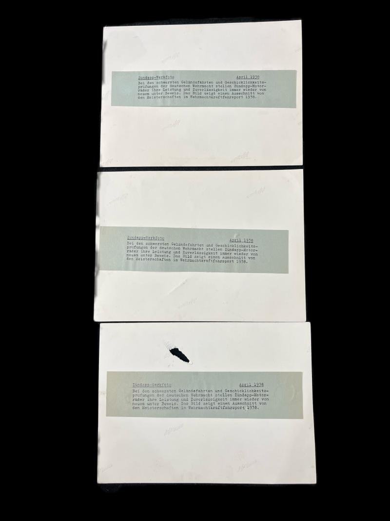 SET OF 3 X 1938 WW2 GERMAN ZUNDAPP RACING PHOTOS — image 4