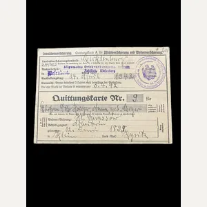 WW2 GERMAN INSURANCE CARD