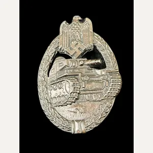 WW2 GERMAN PANZER ASSAULT BADGE IN BRONZE (REPAIRED)