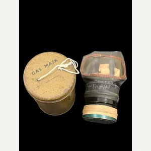 WW2 BRITISH CIVILIAN GAS MASK IN TIN