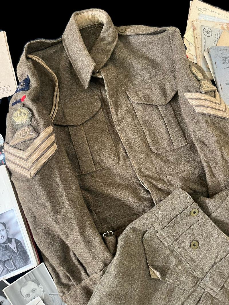 WW2 BRITISH ROYAL ARTILLERY BATTLEDRESS SET WITH PAPERWORK AND PROVINANCE — image 2