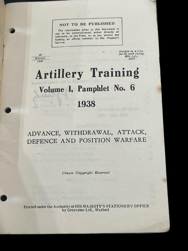 ARTILLERY TRAINING VOLUME 1 PAMPHLET NO.6 1938 — image 2
