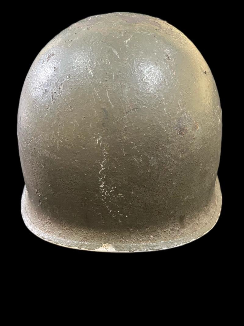 WW2 U.S. M1 FIXED BALE FRONT SEAMED HELMET — image 5