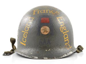 WWII First Army Antiaircraft Artillery Souvenir Fixed Loop M1 Helmet …