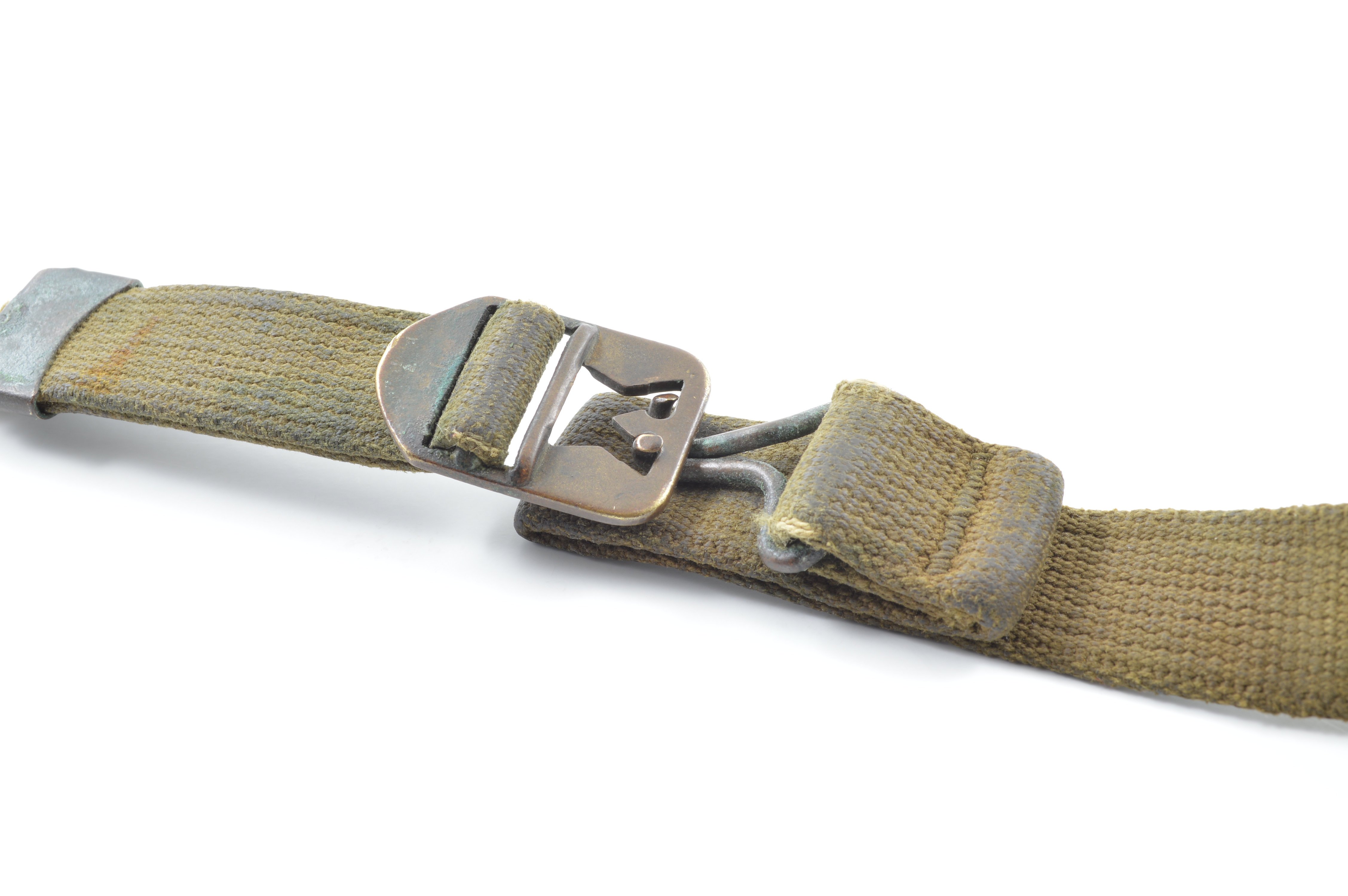 Early-WWII Web Helmet Chinstraps OD#3 (Khaki) (Blemished) — image 2