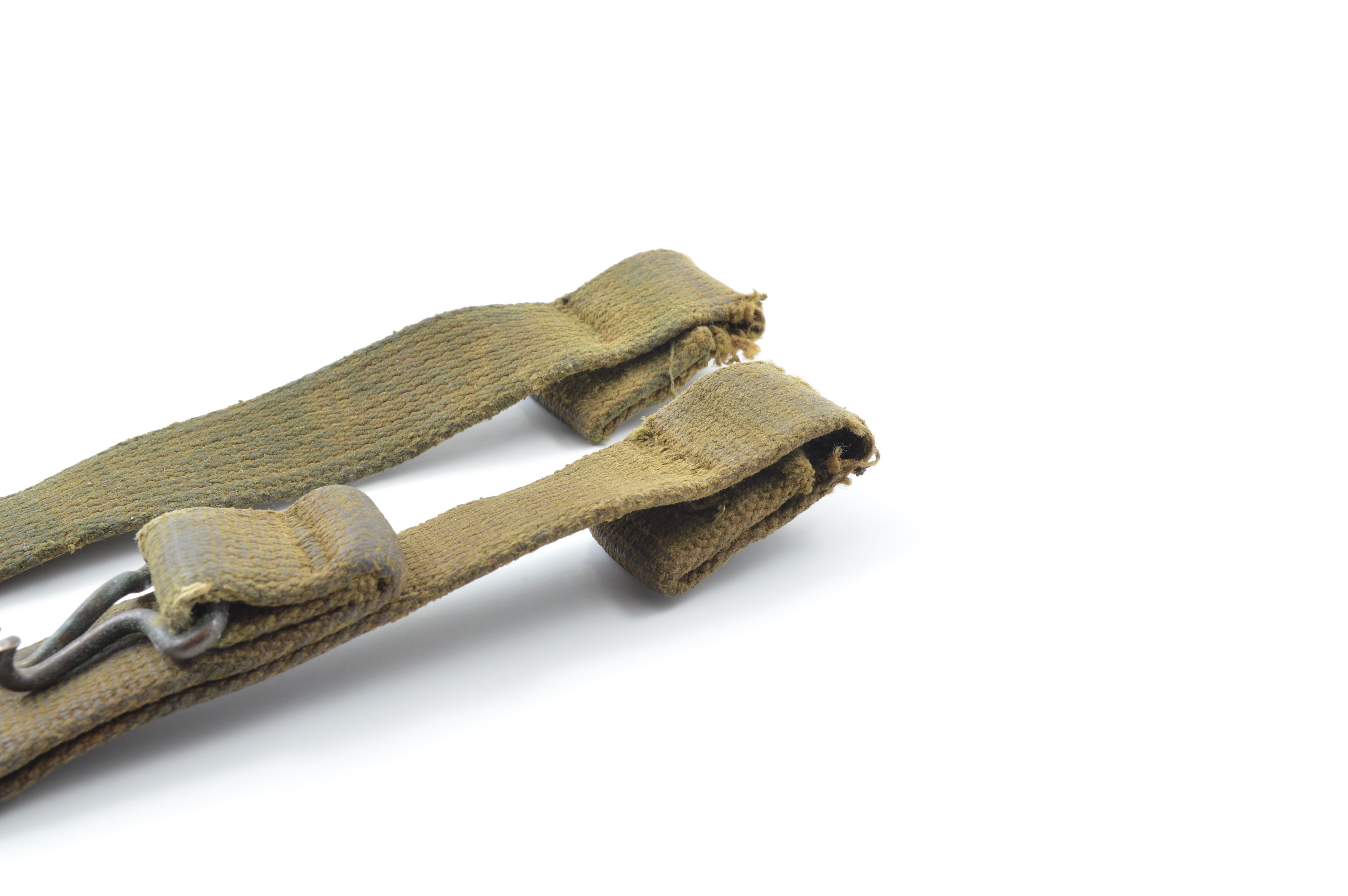 Early-WWII Web Helmet Chinstraps OD#3 (Khaki) (Blemished) — image 3