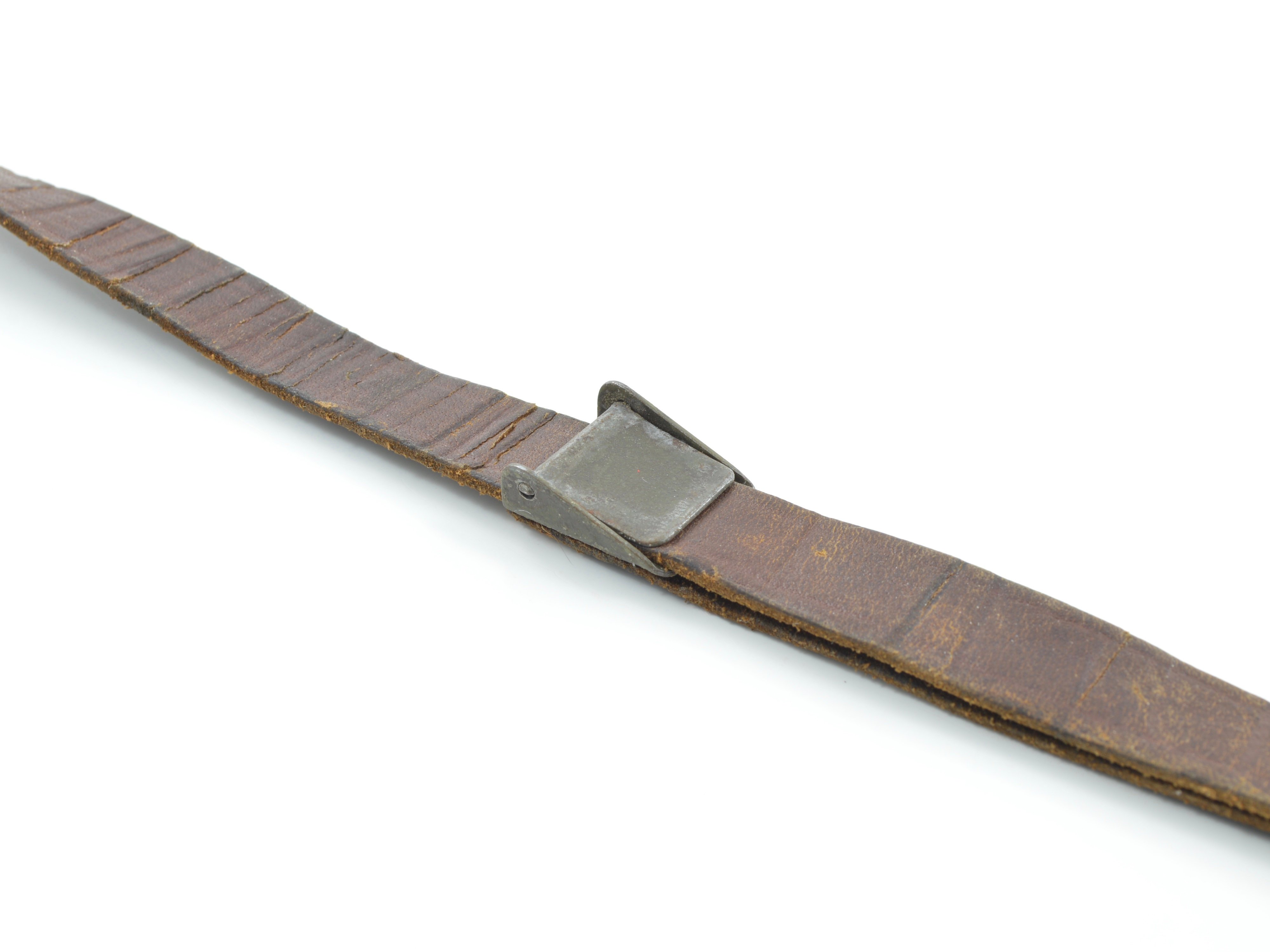 WWII Leather Liner Strap With Flat Green Steel Buckle — image 2