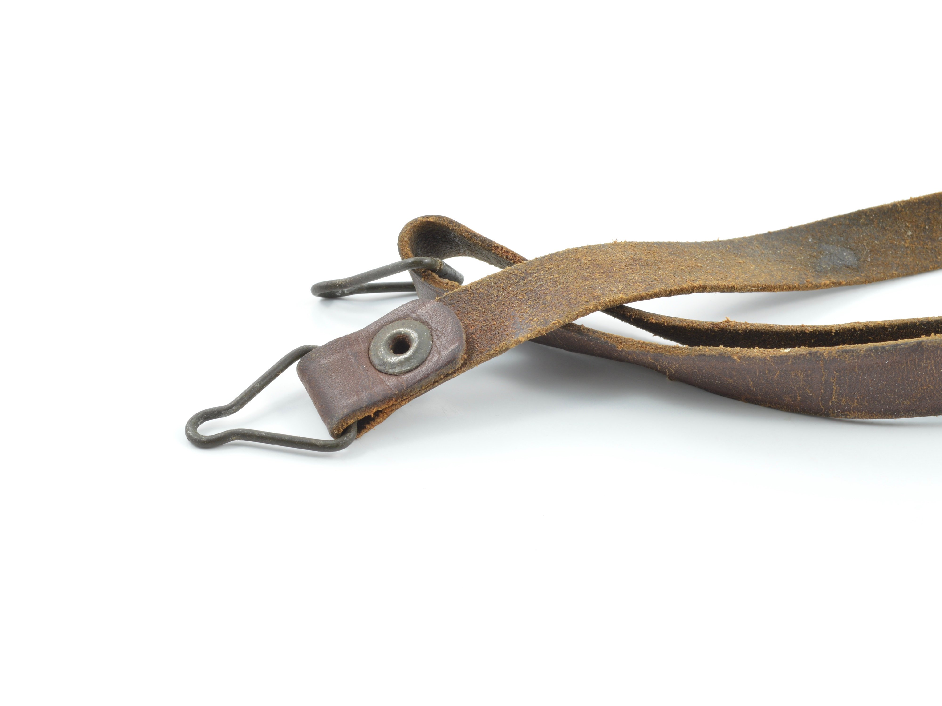 WWII Leather Liner Strap With Flat Green Steel Buckle — image 5