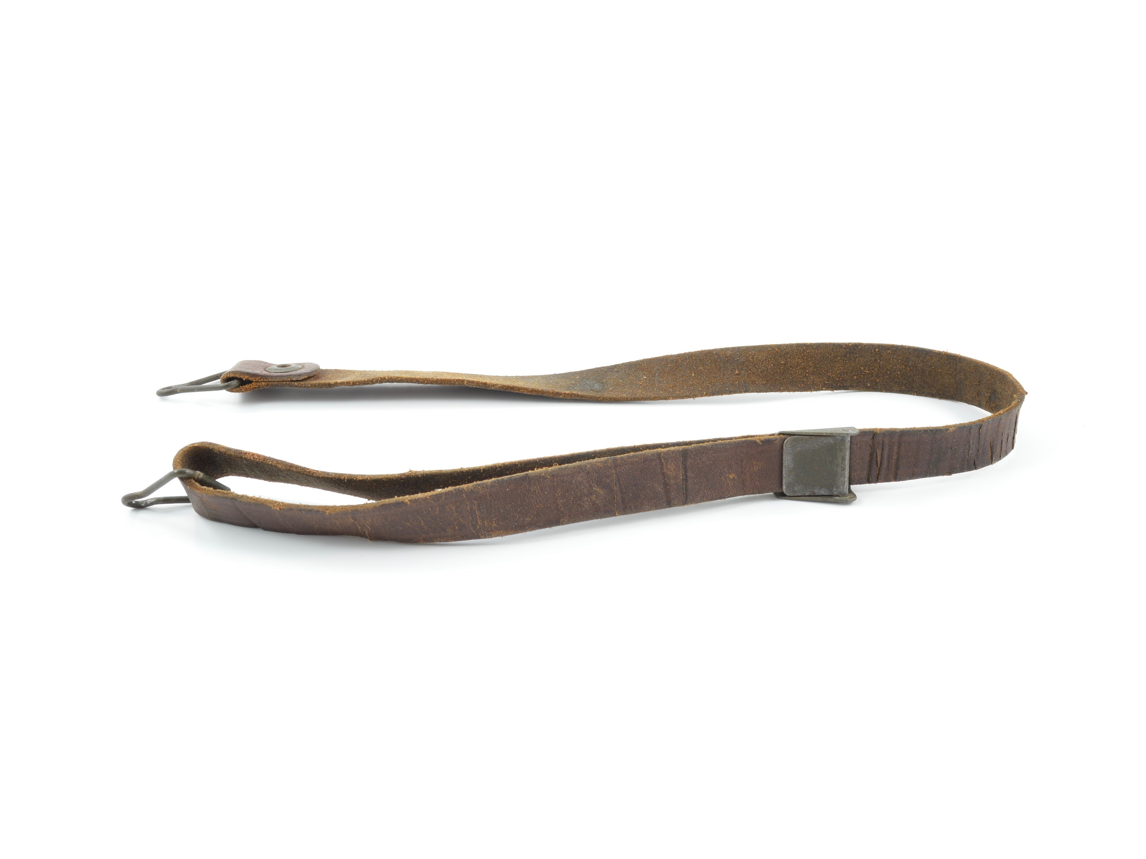 WWII Leather Liner Strap With Flat Green Steel Buckle — image 7