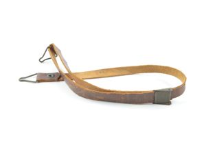 WWII Leather Liner Strap With Flat Green Steel Buckle