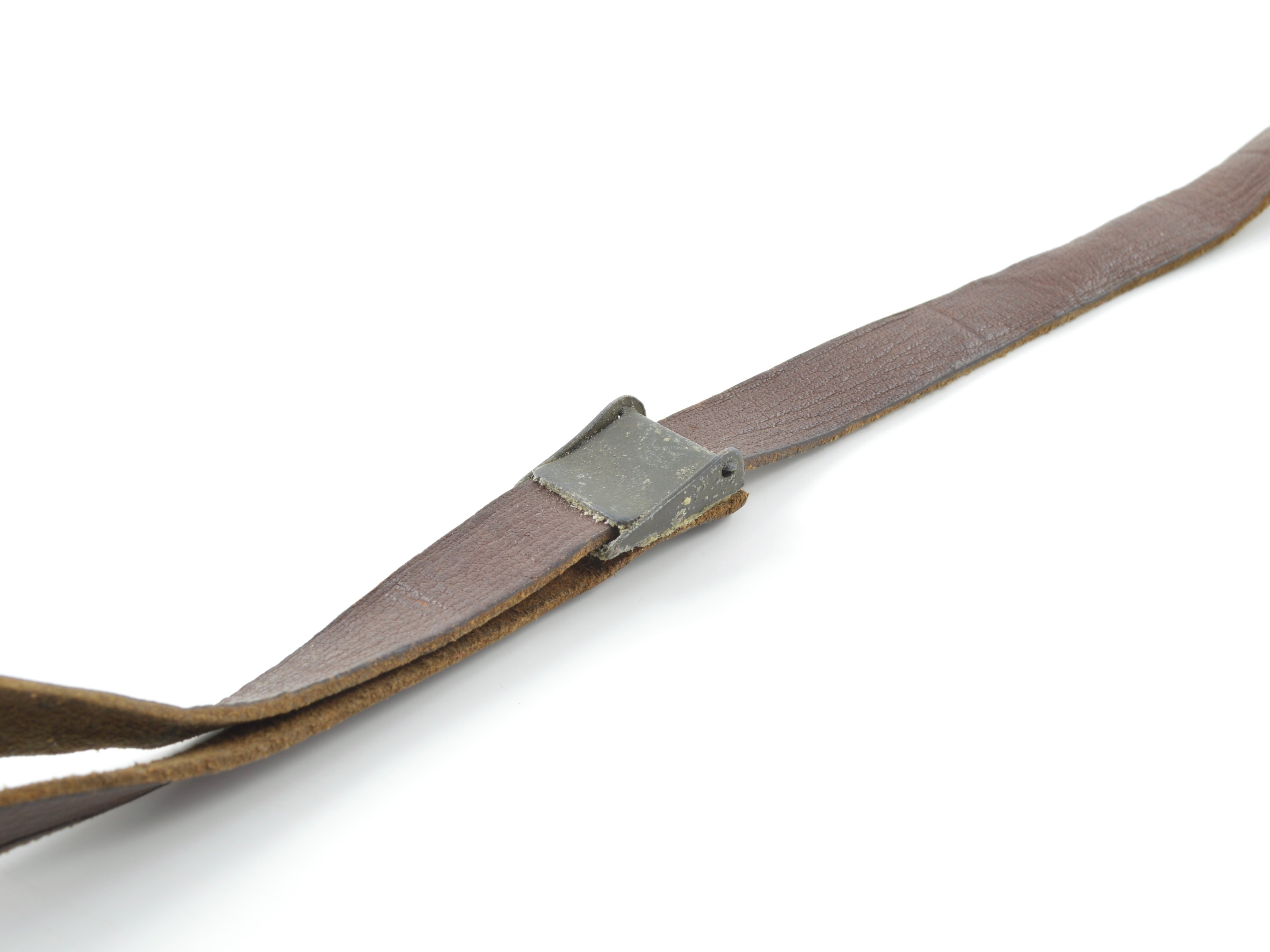 WWII Leather Liner Strap With Flat Green Steel Buckle — image 2