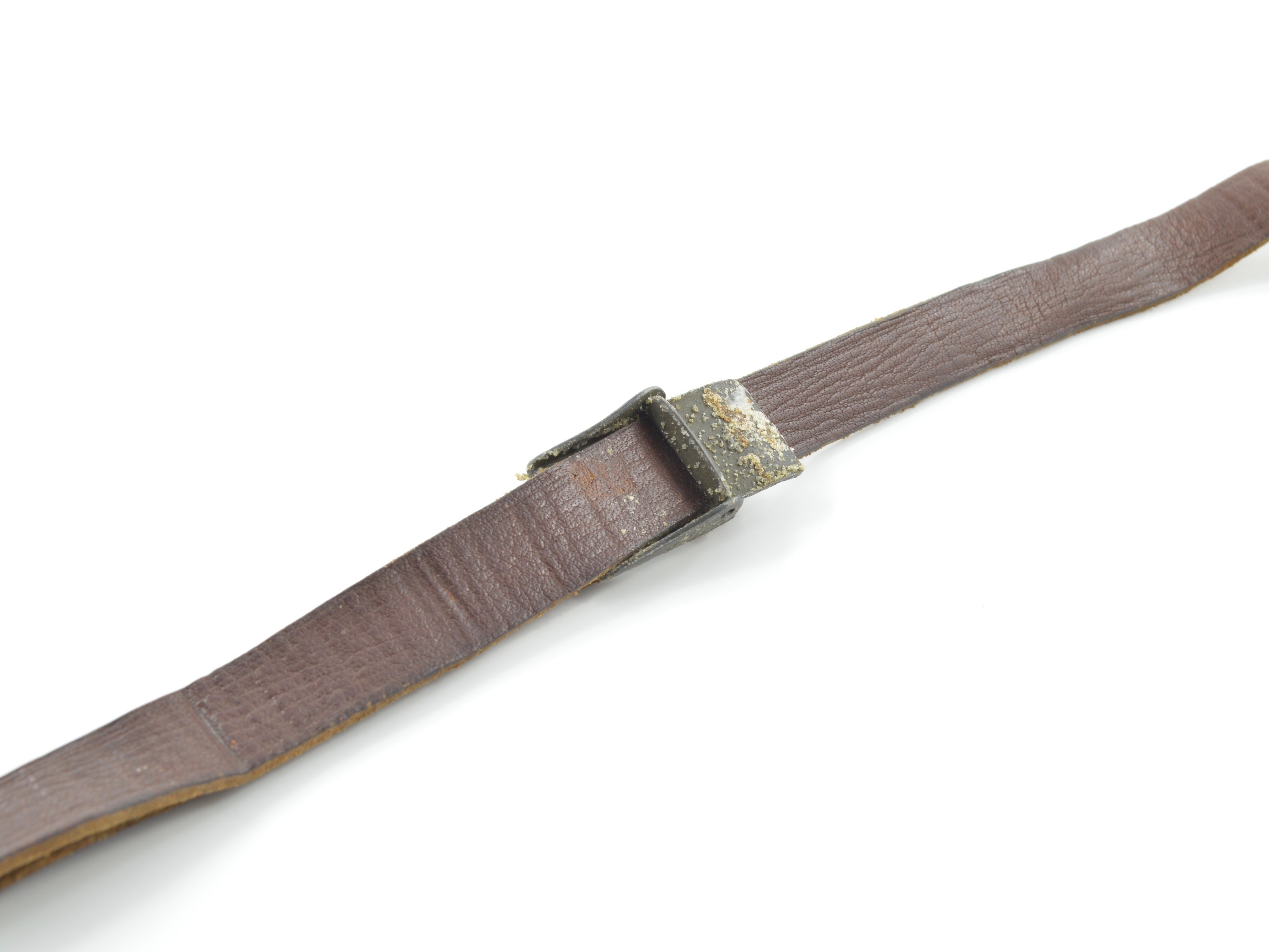 WWII Leather Liner Strap With Flat Green Steel Buckle — image 4