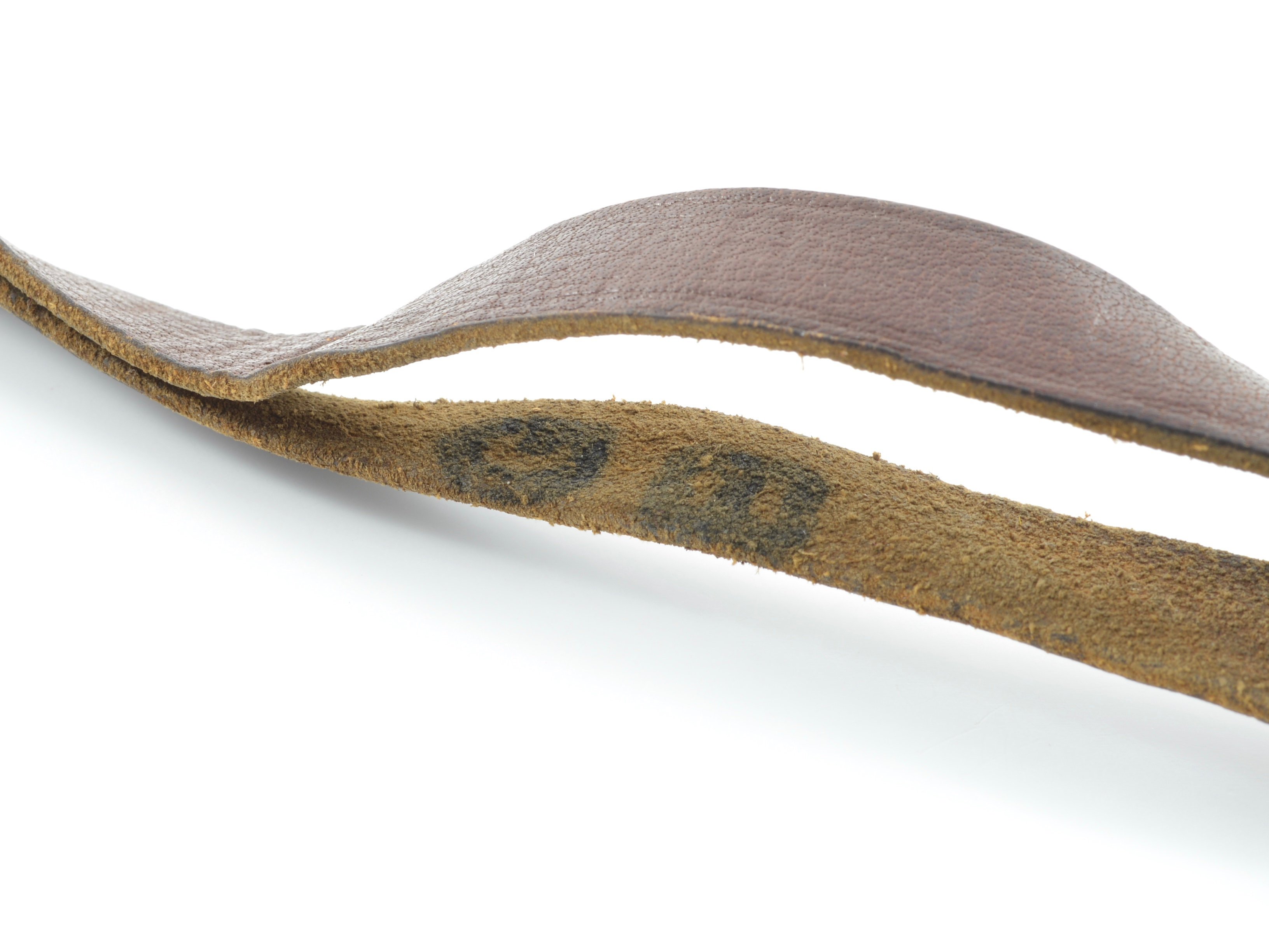 WWII Leather Liner Strap With Flat Green Steel Buckle — image 5