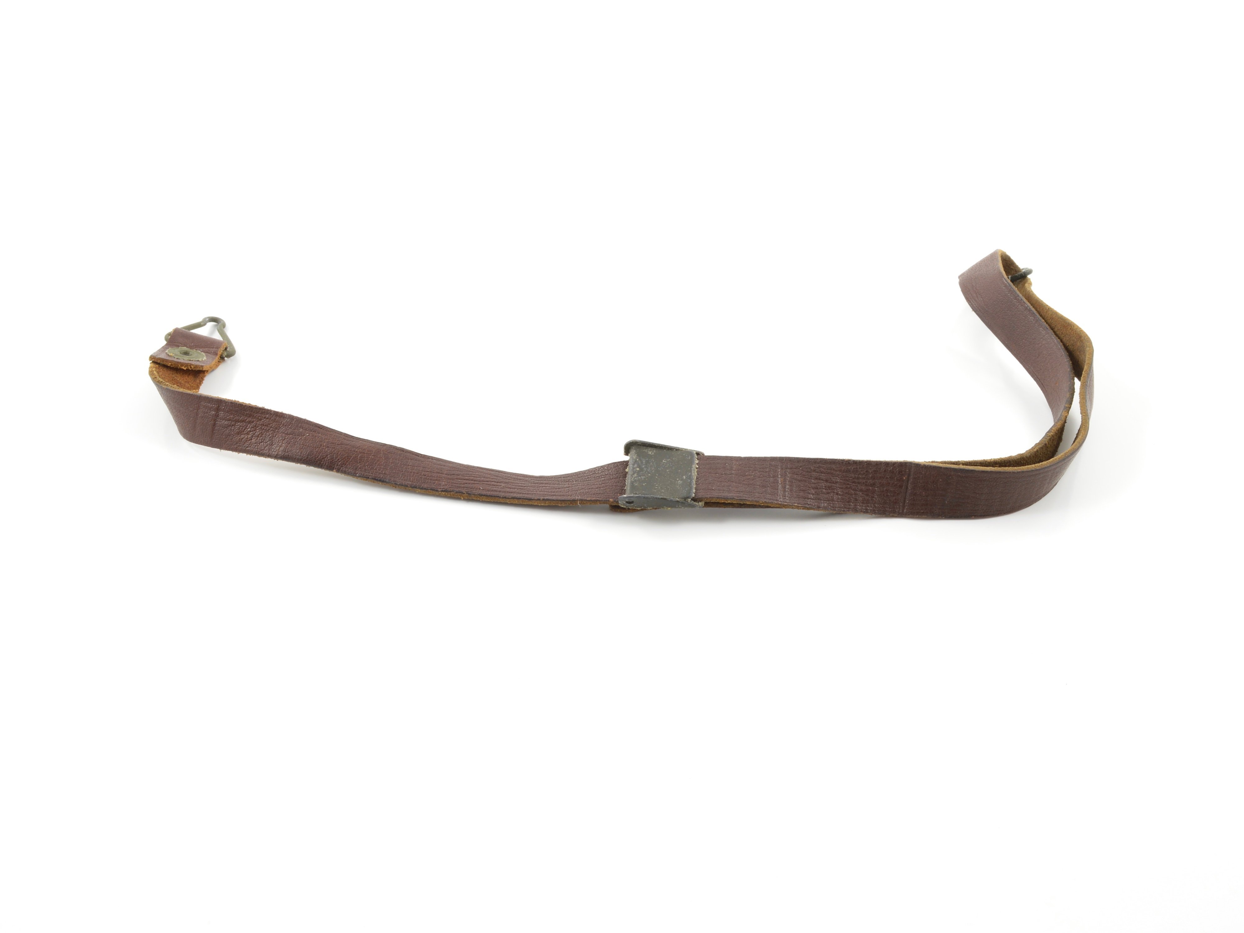 WWII Leather Liner Strap With Flat Green Steel Buckle — image 7