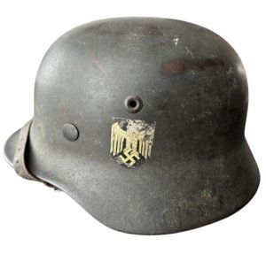 WH (HEER) M40 Single Decal Combat Helmet - Nice Used Condition