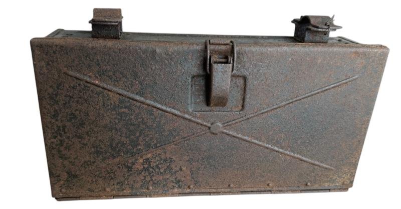 Wehrmacht Bicycle Grenade Box (Munitionskasten für Truppenfahrrad). The black metal box is missing the inner-frame. - Nice Used Condition — image 3
