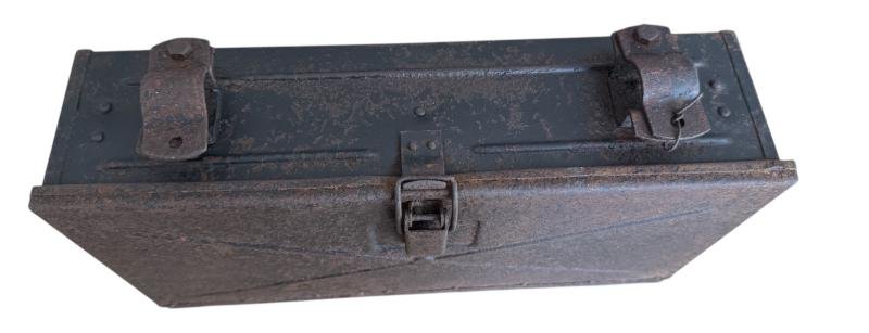 Wehrmacht Bicycle Grenade Box (Munitionskasten für Truppenfahrrad). The black metal box is missing the inner-frame. - Nice Used Condition — image 4