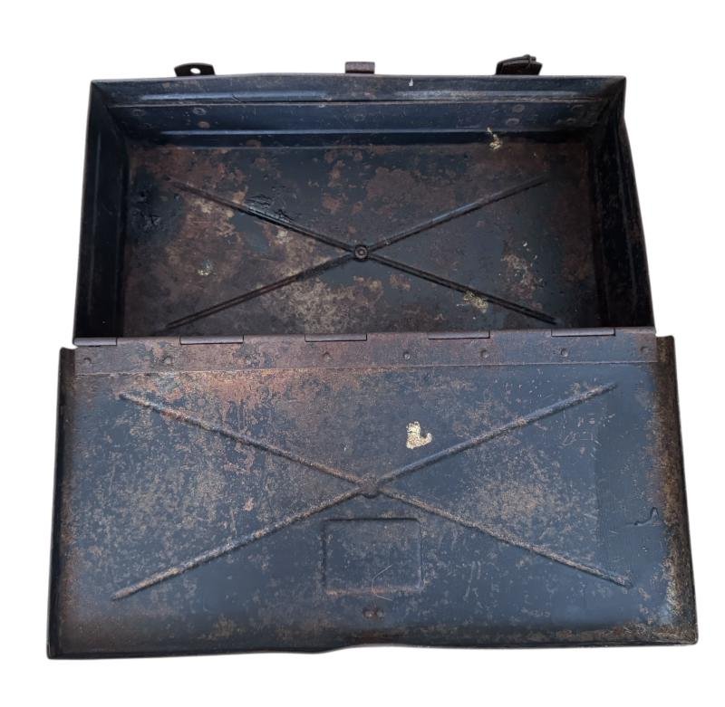 Wehrmacht Bicycle Grenade Box (Munitionskasten für Truppenfahrrad). The black metal box is missing the inner-frame. - Nice Used Condition — image 6