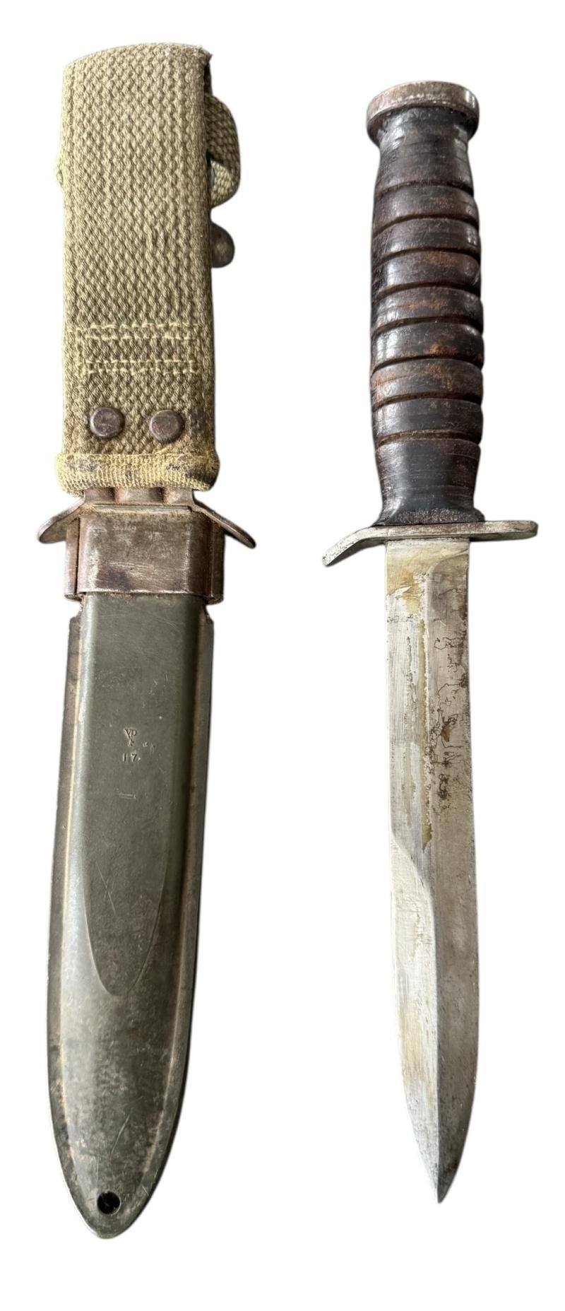 U.S.Second Model M3 'UTICA' Trench Knife And M8 Scabbard - Nice Used Condition — image 2