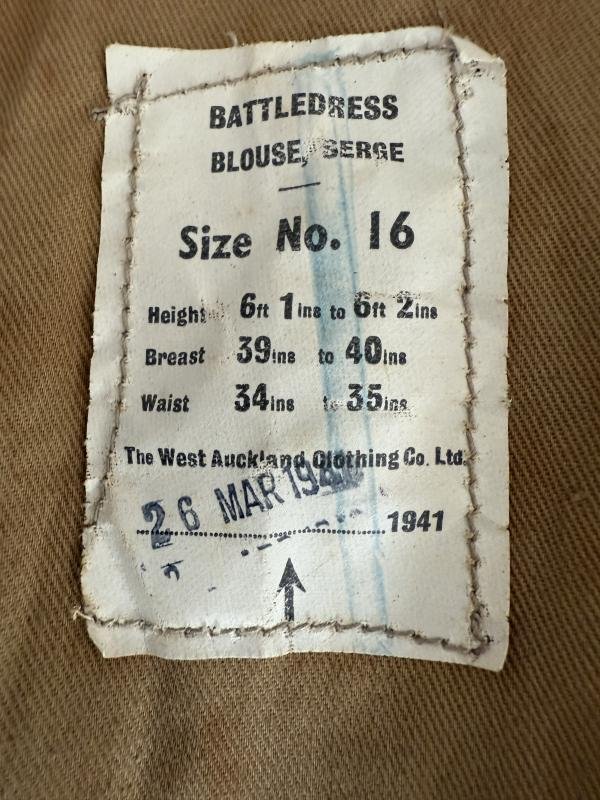 British 1937 Pattern Battle Dress Jacket 1941 Sized 16 - Near Mint Condition — image 3