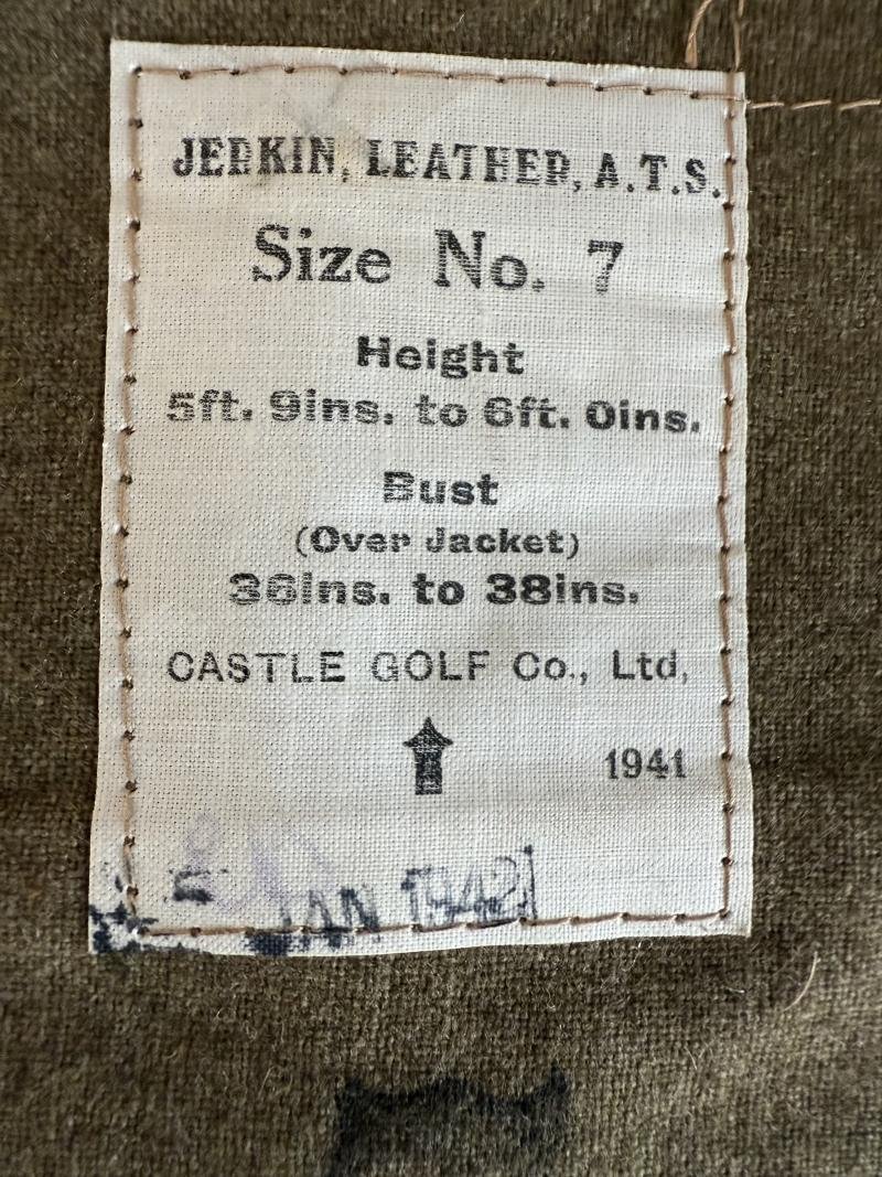British Camoflaged ATS Leather Jerkin 1941 -Unissued Condition — image 5