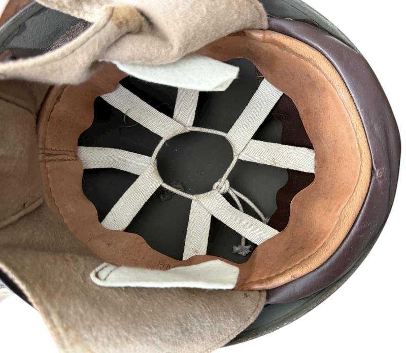 British Dispatch Riders i.e. Motorcyclist Helmet Large Size Size 7 1/4 Dated 1943 - Nice Used Condition — image 7