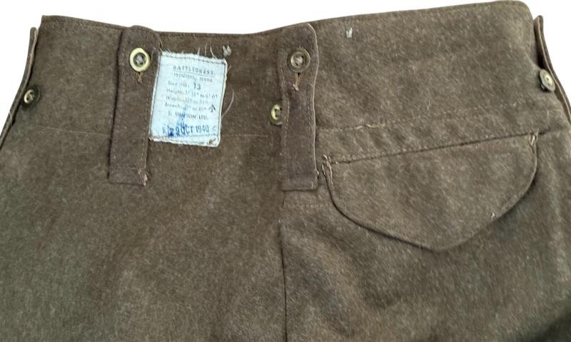 British 1937 Pattern Battle Dress Trousers 1939 Dated - Near Mint Condition Fitted With Original Label — image 5