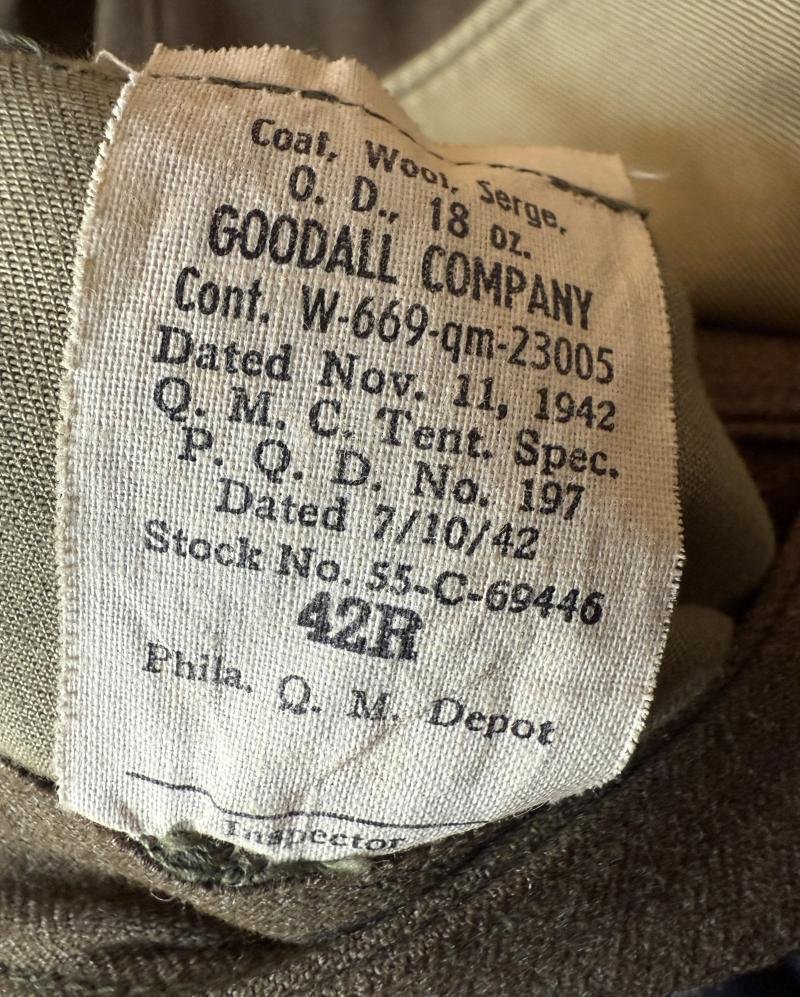 U.S. Class A Service Dress Wool Coat Serge 42R - Unissued Condition — image 2