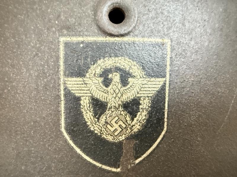M42 Double Decal Polizei Combat Helmet Named 'ET64' - Nice Used Condition — image 3