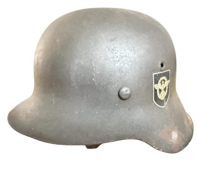 M42 Double Decal Polizei Combat Helmet Named 'ET64' - Nice Used Condition — image 5